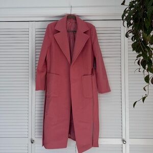 Dusty Rose 100% Wool Long Pea Coat - Womens 8